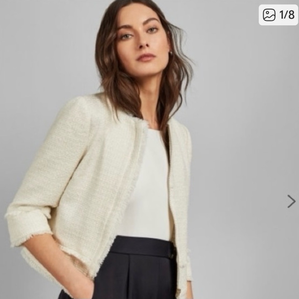 Ellen Tracy Cream Textured Blazer